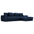 ECKSOFA in Cord Dunkelblau  302/182 cm  - Schwarz/Dunkelblau, MODERN, Kunststoff/Textil (302/182cm) - Carryhome