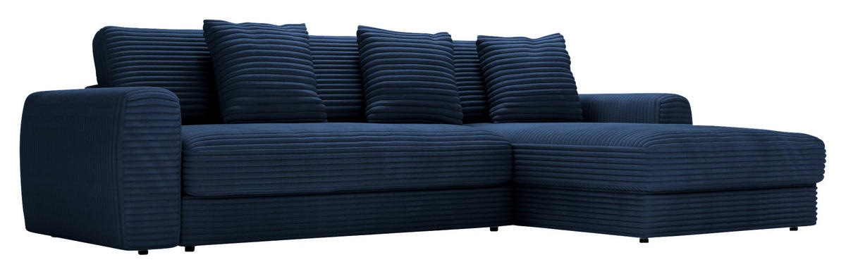 ECKSOFA in Cord Dunkelblau  - Schwarz/Dunkelblau, Modern, Kunststoff/Textil (302/182cm) - Carryhome