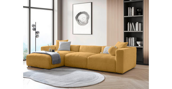 ECKSOFA  in Chenille Senfgelb  178/323 cm  - Senfgelb/Schwarz, MODERN, Kunststoff/Textil (178/323cm) - Carryhome