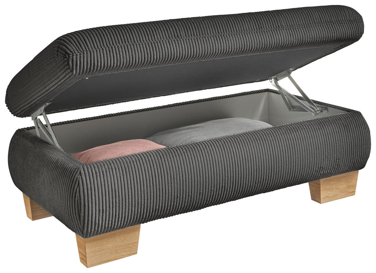 HOCKER Cord Anthrazit  - Eiche Bianco/Anthrazit, KONVENTIONELL, Holz/Textil (129/49/64cm) - SetOne by Musterring