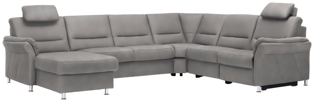 WOHNLANDSCHAFT in Mikrofaser Ecru  - Ecru/Alufarben, Konventionell, Textil/Metall (173/330/262cm) - Beldomo System