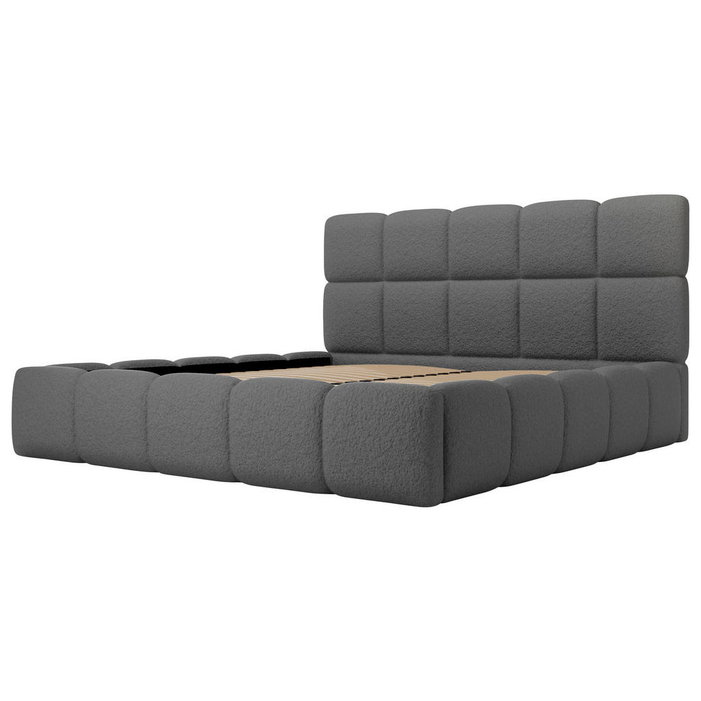 Thumbnail - Boxxx Polsterbett, Dunkelgrau, Holz, Metall, Birke, Schichtholz, 180x200 cm, Bettkasten, gepolstertes Kopfteil, Stoffaus...