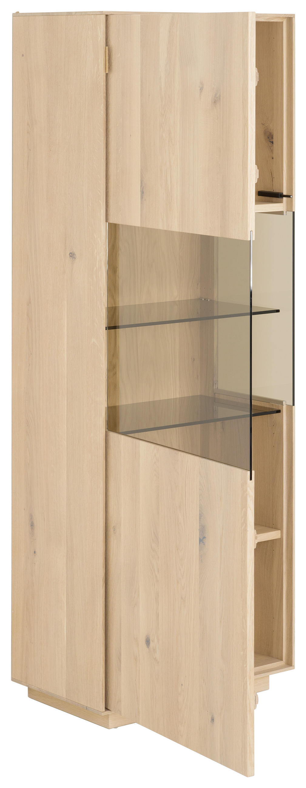 VITRINE  in massiv Asteiche Eichefarben - Eichefarben, Natur, Glas/Holz (60/166,6/36cm) - Anrei
