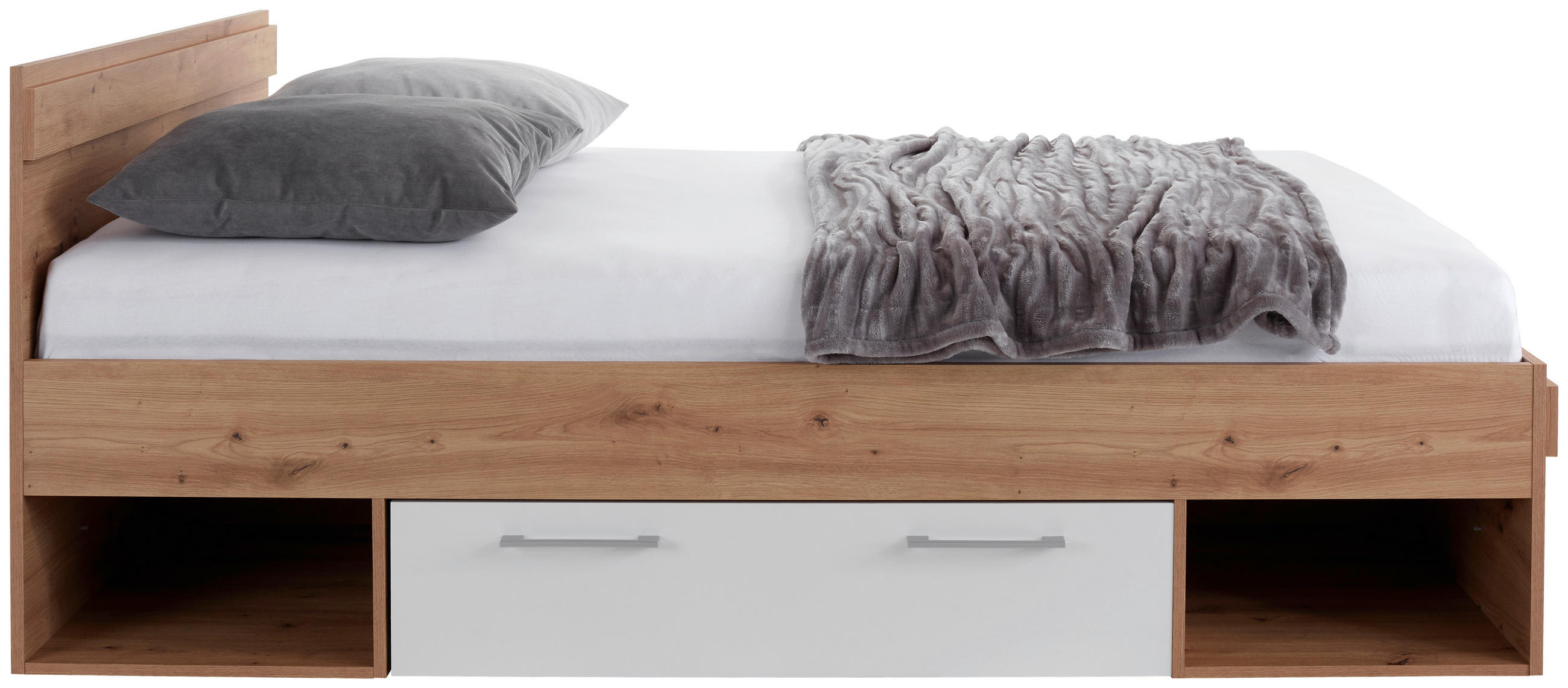 BETT 140/200 cm  in Weiß, Eichefarben  - Eichefarben/Eiche Artisan, MODERN (140/200cm) - Ondega