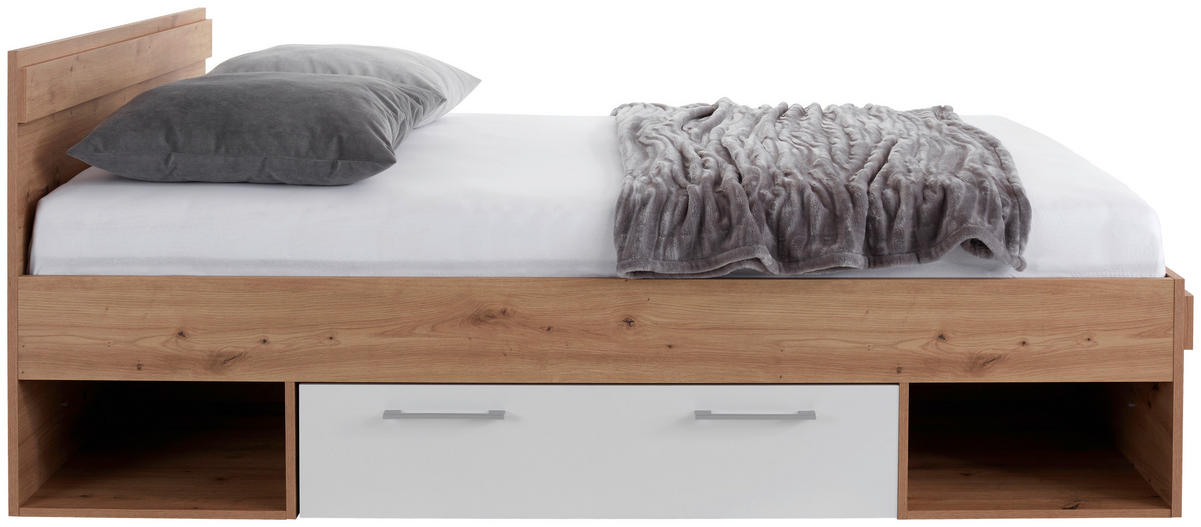 BETT 140/200 cm  in Weiß, Eichefarben  - Eichefarben/Eiche Artisan, MODERN (140/200cm) - Ondega