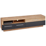 TV-ELEMENT Schwarz, Eichefarben  - Eichefarben/Silberfarben, Design, Holzwerkstoff/Kunststoff (200/50/43cm) - Hom`in