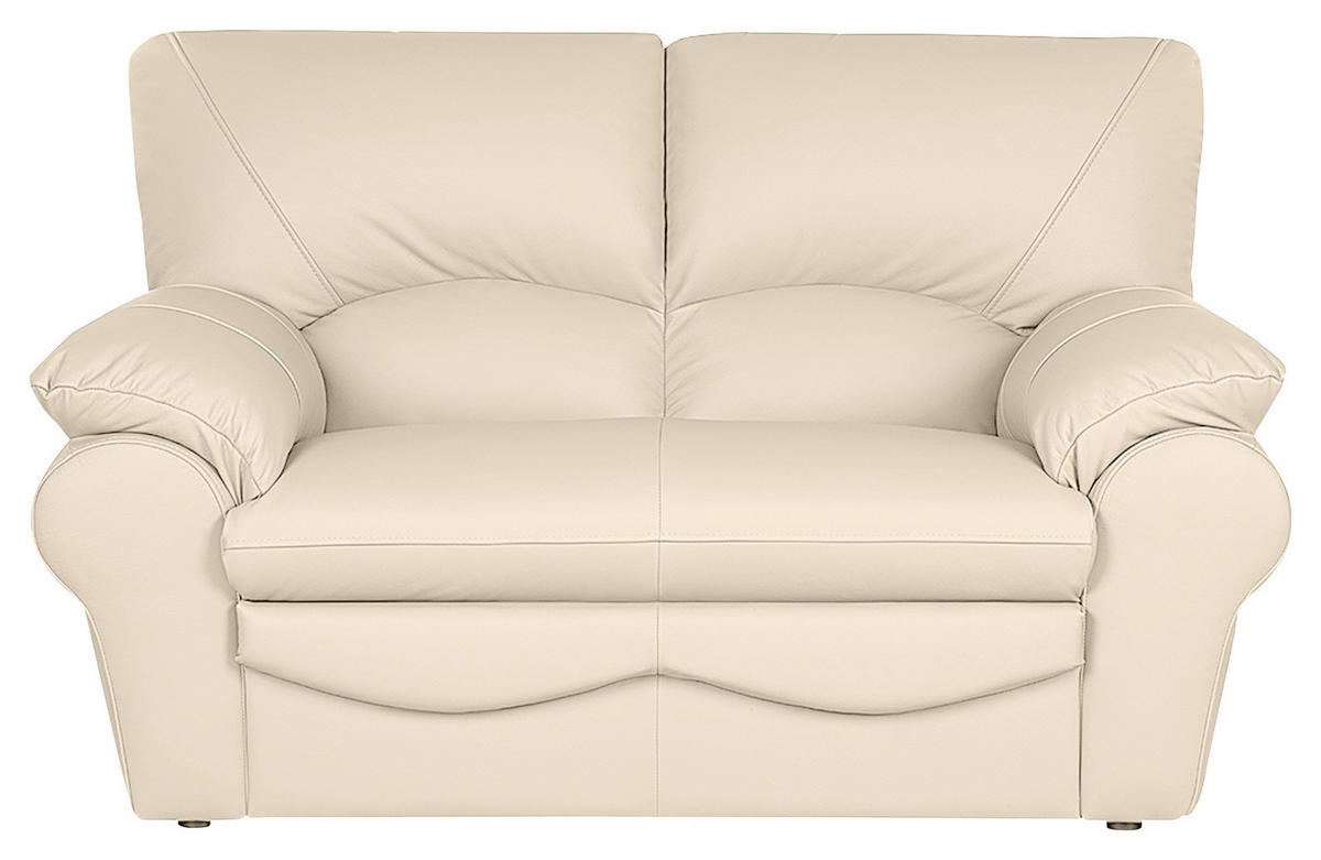 2-SITZER-SOFA in Echtleder Beige  - Beige/Schwarz, Design, Leder/Kunststoff (150/92/85cm) - Livetastic