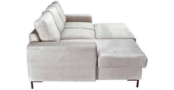 ECKSOFA Naturfarben Cord Rückenkissen, Bettkasten, Schlaffunktion, Rücken echt, Liegefläche im Originalstoff  - Schwarz/Naturfarben, KONVENTIONELL, Textil/Metall (150/240cm) - Carryhome