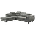 ECKSOFA Grau Mikrovelours  - Schwarz/Grau, KONVENTIONELL, Kunststoff/Textil (231/274cm) - Carryhome