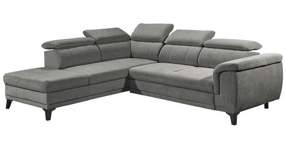 ECKSOFA Grau Mikrovelours  - Schwarz/Grau, KONVENTIONELL, Kunststoff/Textil (231/274cm) - Carryhome