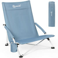 STRANDSTUHL Stahl Blau, Silberfarben  - Blau/Silberfarben, Basics, Textil/Metall (55/60/65cm) - Modante