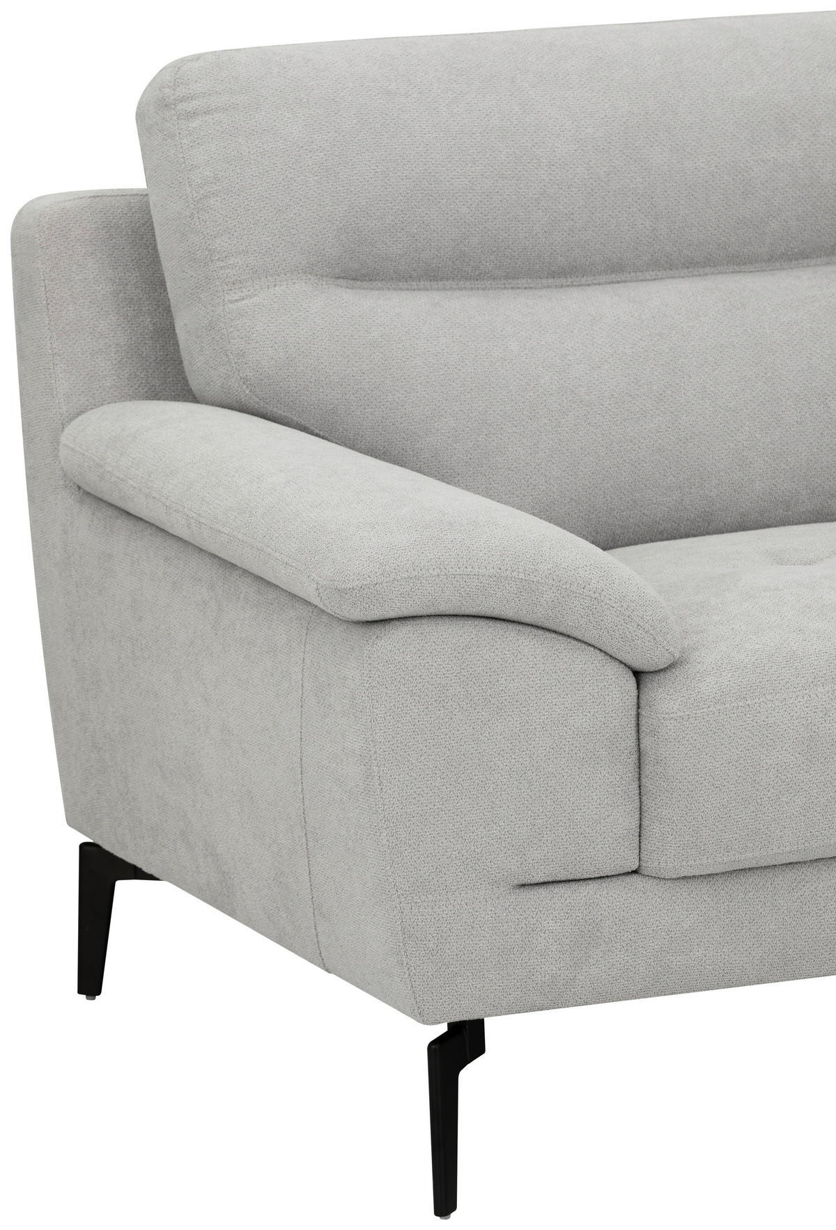 BOXSPRINGSOFA in Textil Grau  - Schwarz/Grau, KONVENTIONELL, Textil/Metall (215/92/94cm) - Livetastic