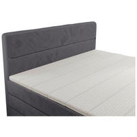 BOXSPRINGBETT 180/200 cm,  in Dunkelgrau, gepolstertes Kopfteil, Bettkasten, Topper, Matratzen, H2 + H3 = mittel + fest  - Dunkelgrau/Schwarz, KONVENTIONELL, Kunststoff/Textil (180/200cm) - Chameo
