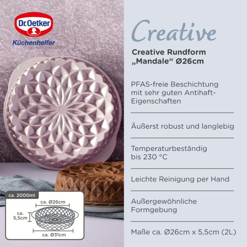 BACKFORM - Pink, Basics, Metall (26cm) - Dr.Oetker