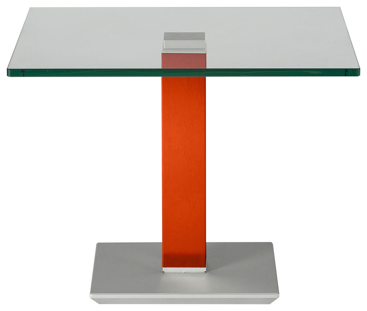 BEISTELLTISCH 60/60/46-65 cm Orange, Rot, Edelstahlfarben quadratisch  - Edelstahlfarben/Rot, Design, Glas/Kunststoff (60/60/46-65cm)