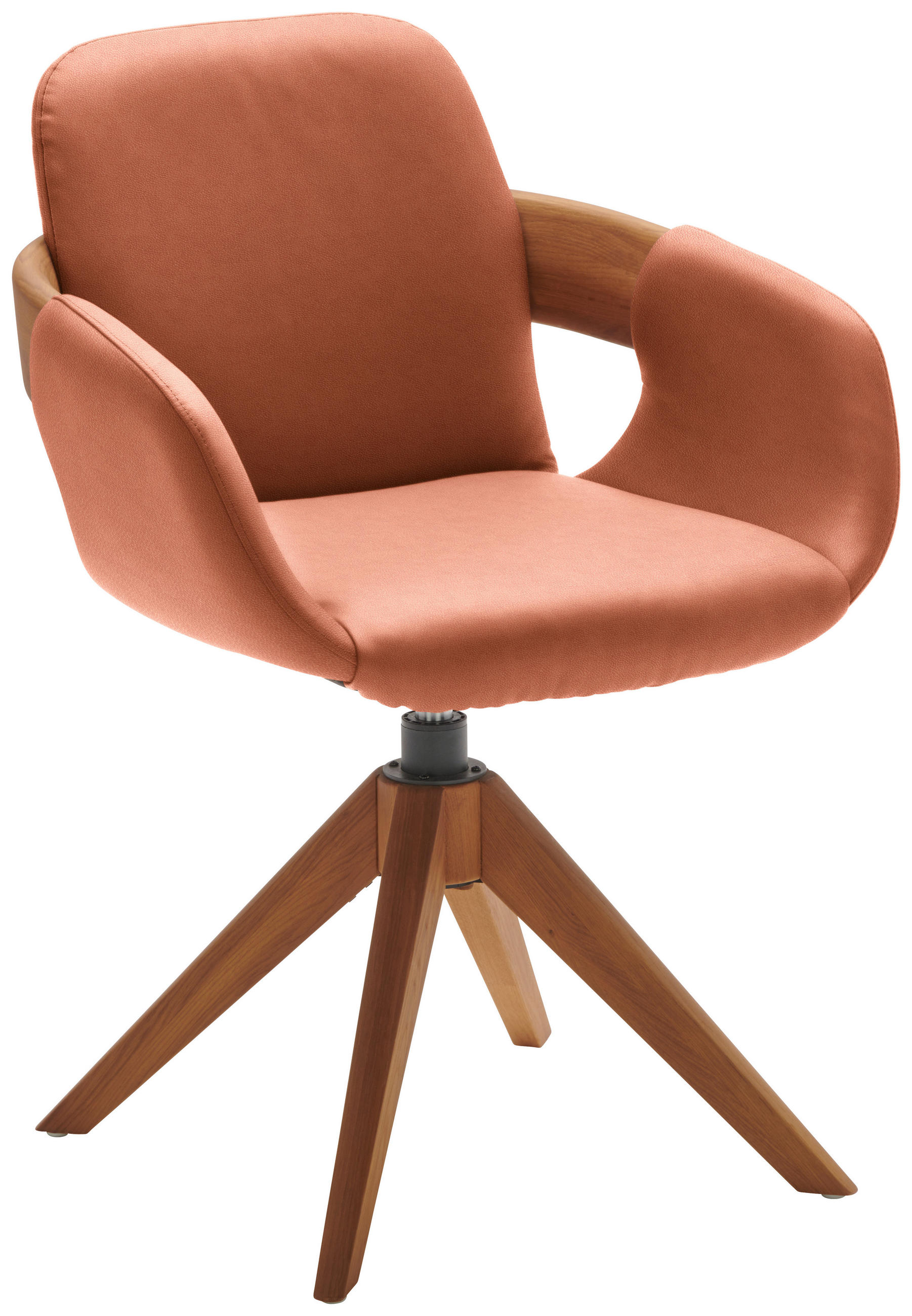 ARMLEHNSTUHL  Lederauswahl, Stoffauswahl, Typenauswahl, Sitzfläche 360° drehbar, automatische Rückholfunktion  Echtleder  - Eichefarben/Cognac, Natur, Leder/Holz (60/86/60cm) - Valnatura
