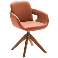 ARMLEHNSTUHL  Lederauswahl, Stoffauswahl, Typenauswahl, Sitzfläche 360° drehbar, automatische Rückholfunktion  Echtleder  - Eichefarben/Cognac, Natur, Leder/Holz (60/86/60cm) - Valnatura