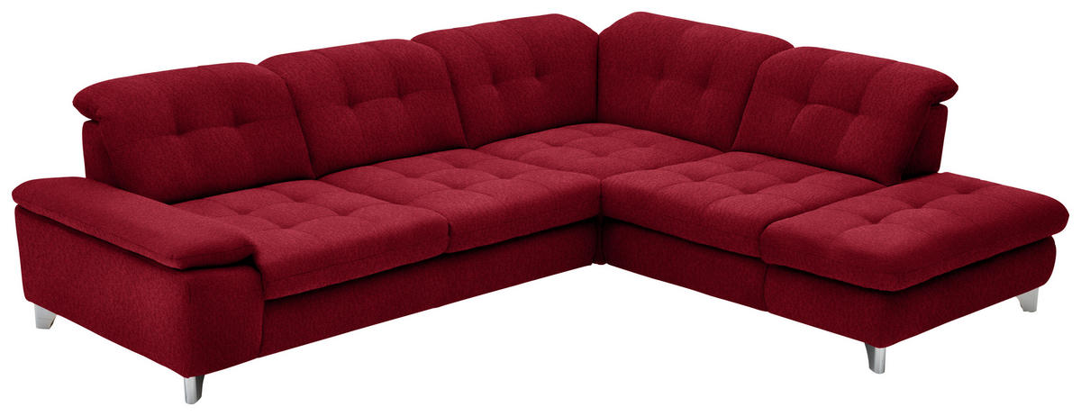 ECKSOFA in Chenille Rot  - Chromfarben/Rot, Design, Textil/Metall (310/260cm) - Beldomo Speed