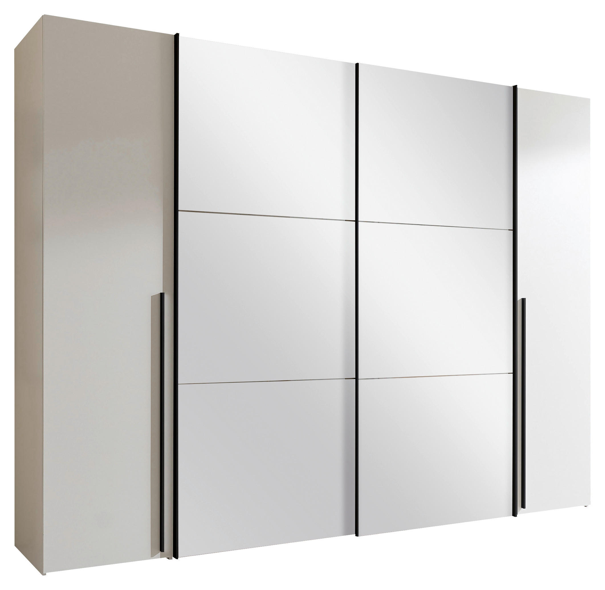 KOMBISCHRANK 267/205/57 cm 4-türig  - Alufarben/Weiß, MODERN, Glas/Holzwerkstoff (267/205/57cm) - Livetastic