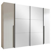 KOMBISCHRANK 267/205/57 cm 4-türig  - Weiss/Alufarben, Modern, Glas/Holzwerkstoff (267/205/57cm) - Livetastic