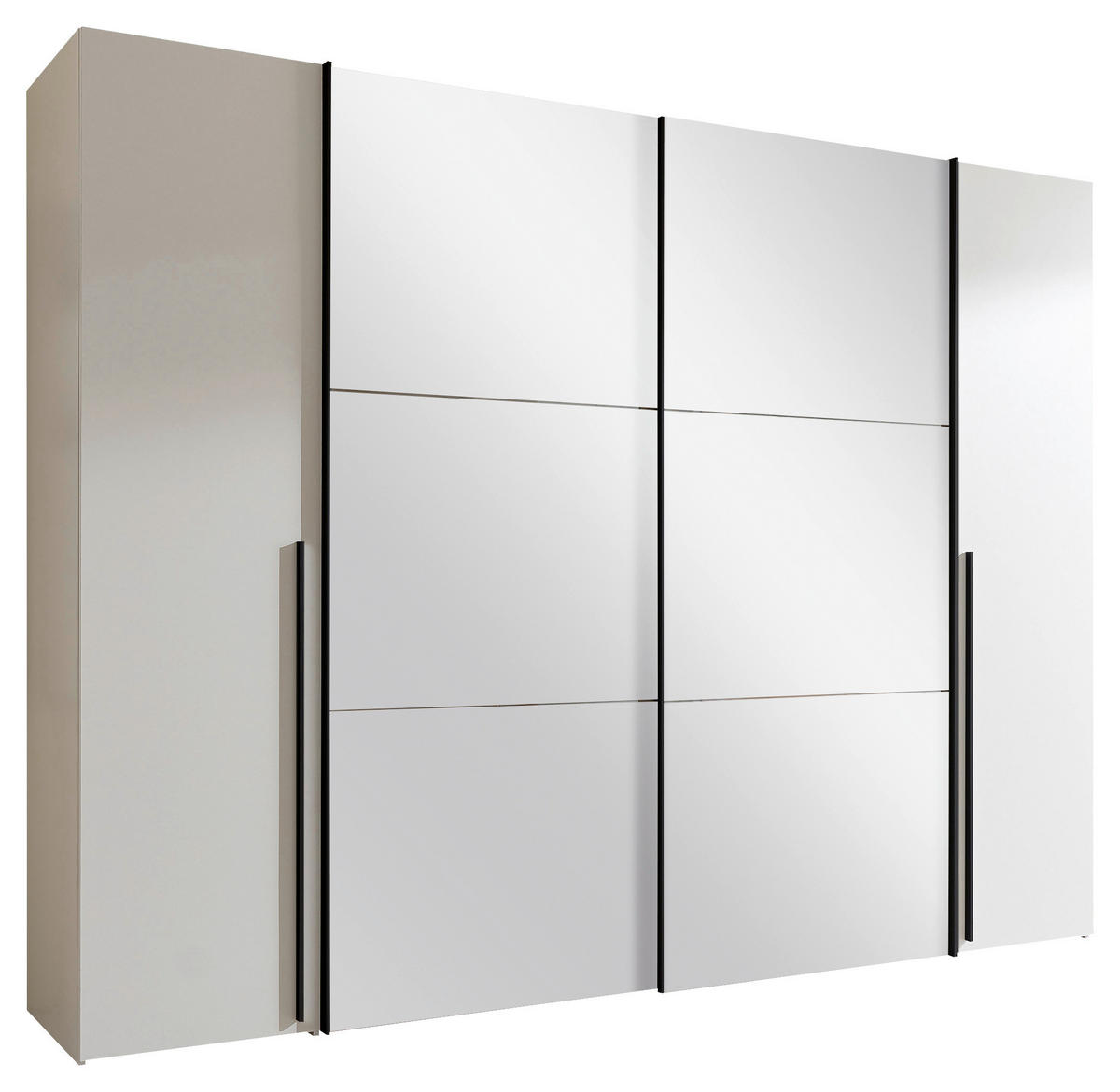  KOMBISCHRANK 267/205/57 cm 4-türig  - Weiss/Alufarben, Modern, Glas/Holzwerkstoff (267/205/57cm) - Livetastic