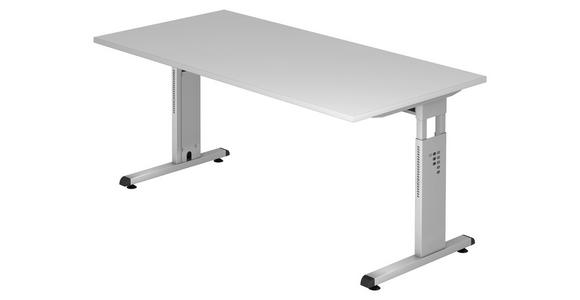 SCHREIBTISCH 160/80/65-85 cm  in Grau  - Silberfarben/Grau, KONVENTIONELL, Holzwerkstoff/Metall (160/80/65-85cm) - Venda