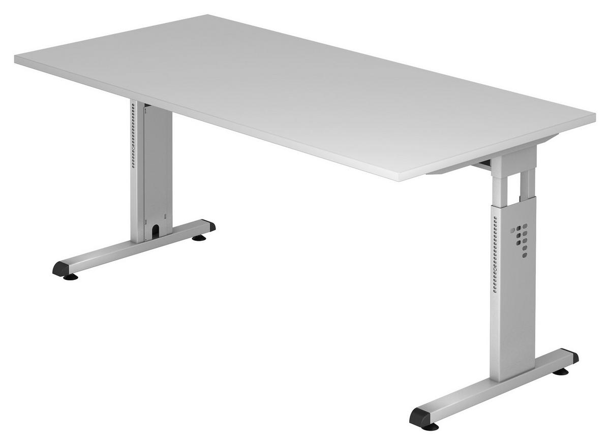 SCHREIBTISCH 160/80/65-85 cm  in Grau  - Silberfarben/Grau, KONVENTIONELL, Holzwerkstoff/Metall (160/80/65-85cm) - Venda