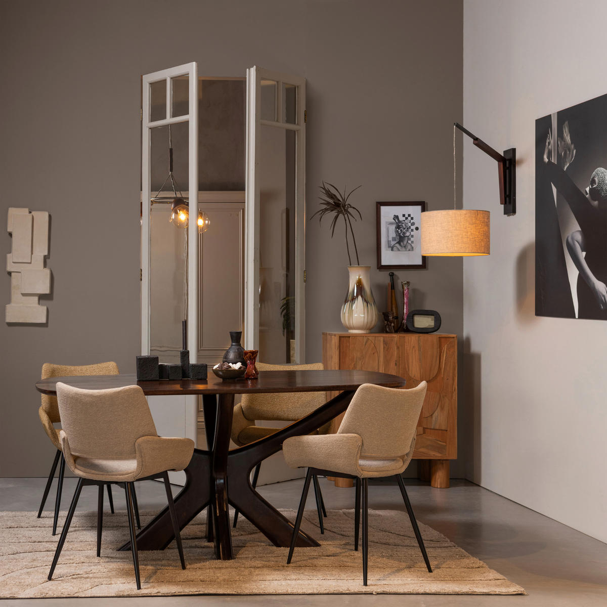 ARMLEHNSTUHL-SET 2 Stück  in Eisen Webstoff  - Senfgelb/Schwarz, MODERN, Textil/Metall (58/83/55cm) - Livetastic