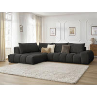 ECKSOFA Ottomane links  EVEREST Schwarz Struktur  - Schwarz, MODERN, Kunststoff/Textil (210/352cm) - Livetastic
