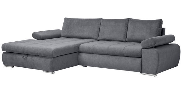 ECKSOFA in Flachgewebe Grau  - Chromfarben/Weiß, Design, Kunststoff/Textil (173/294cm) - Carryhome