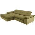 ECKSOFA  in Mikrofaser Grün  180/265 cm  - Chromfarben/Grün, Design, Textil/Metall (180/265cm) - Carryhome