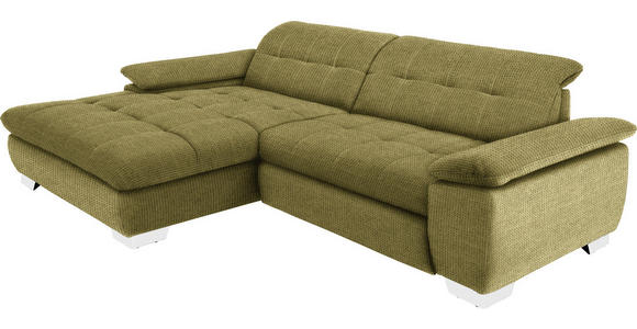 ECKSOFA  in Mikrofaser Grün  180/265 cm  - Chromfarben/Grün, Design, Textil/Metall (180/265cm) - Carryhome