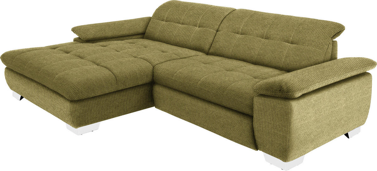 ECKSOFA in Mikrofaser Grün  - Chromfarben/Grün, Design, Textil/Metall (180/265cm) - Carryhome
