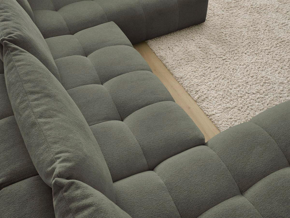 ECKSCHLAFSOFA EVEREST  mit Rücken echt, Armteil links, Armteil rechts Flachgewebe Grün  - Schwarz/Grün, MODERN, Kunststoff/Textil (198/423/212cm)