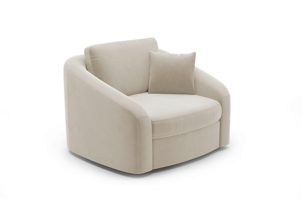 SESSEL in Samt Sandfarben  - Sandfarben/Schwarz, MODERN, Kunststoff/Textil (116/88/104cm) - Sit & More