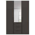 DREHTÜRENSCHRANK 151/223/61 cm,  in Graphitfarben, 3-türig  - Chromfarben/Schwarz, Basics, Glas/Holzwerkstoff (151/223/61cm) - Novel