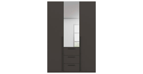 DREHTÜRENSCHRANK 151/223/61 cm,  in Graphitfarben, 3-türig  - Chromfarben/Schwarz, Basics, Glas/Holzwerkstoff (151/223/61cm) - Novel