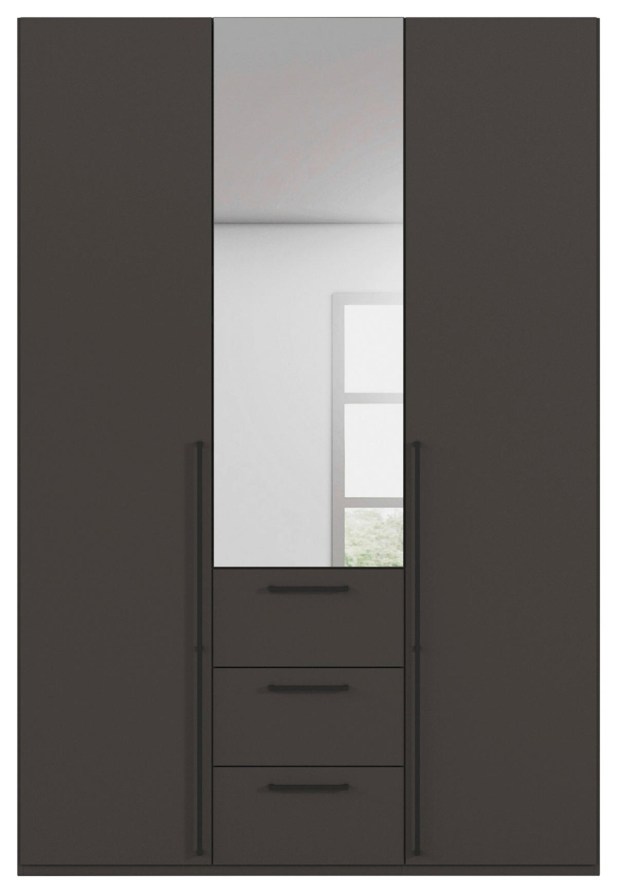 DREHTÜRENSCHRANK 151/223/61 cm,  in Graphitfarben, 3-türig  - Chromfarben/Schwarz, Basics, Glas/Holzwerkstoff (151/223/61cm) - Novel