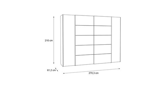 KLEIDERSCHRANK  in Grau, Eiche Artisan  - Eiche Artisan/Grau, KONVENTIONELL, Holzwerkstoff/Kunststoff (270,3/210/61,2cm) - Carryhome