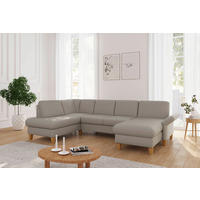 WOHNLANDSCHAFT Taupe Flachgewebe  - Taupe/Eichefarben, KONVENTIONELL, Holz/Textil (195/314/164cm) - Sit & More