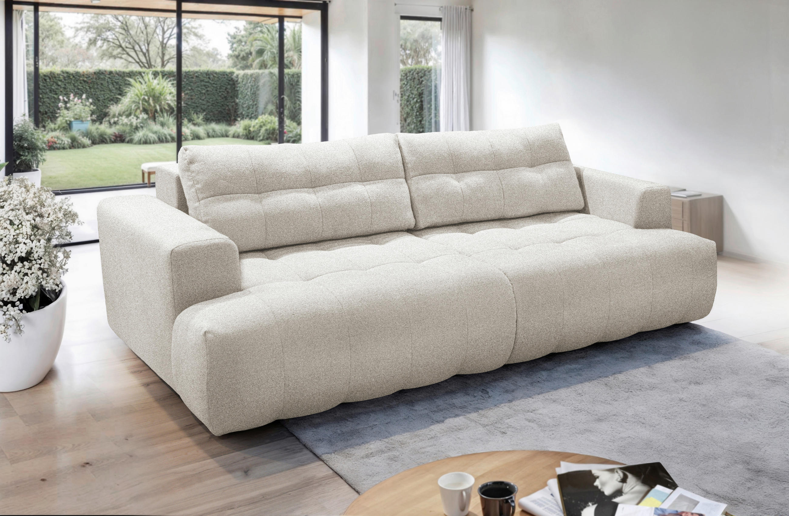 MID.YOU POHOVKA BIG SOFA, plast, textil, kompozitní dřevo, béžová