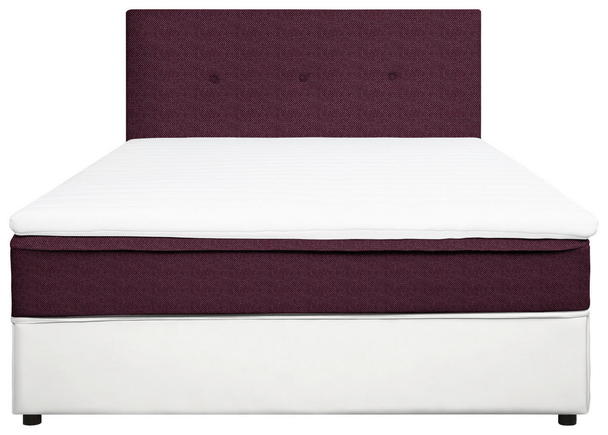 BOXBETT 120/200 cm  in Weiß, Brombeere  - Brombeere/Schwarz, KONVENTIONELL, Holz/Textil (120/200cm) - Boxxx