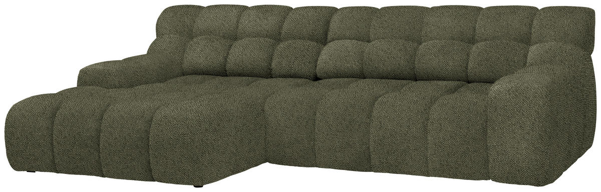 ECKSOFA  in Webstoff Olivgrün  180/297 cm  - Schwarz/Olivgrün, MODERN, Kunststoff/Textil (180/297cm) - Welnova
