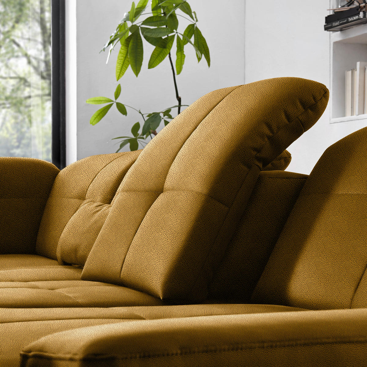 ECKSOFA Flachgewebe Khaki  - Chromfarben/Khaki, Design, Textil (195/309cm) - Beldomo Style