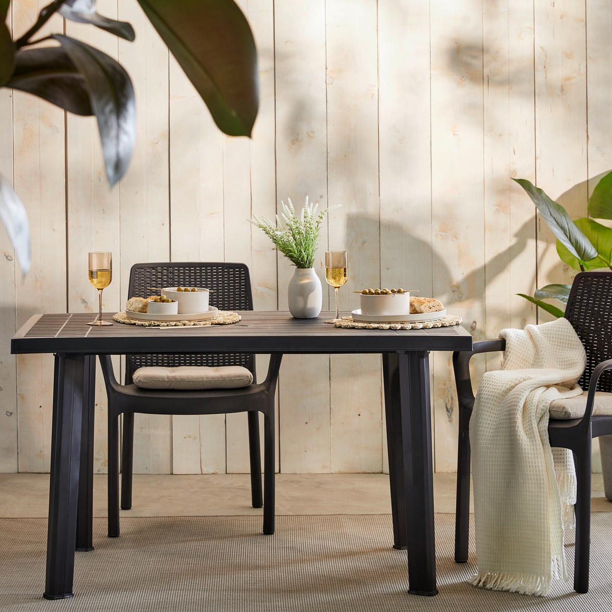 GARTENTISCH Kunststoff Anthrazit rechteckig  - Anthrazit, KONVENTIONELL, Kunststoff (126/76/72cm)