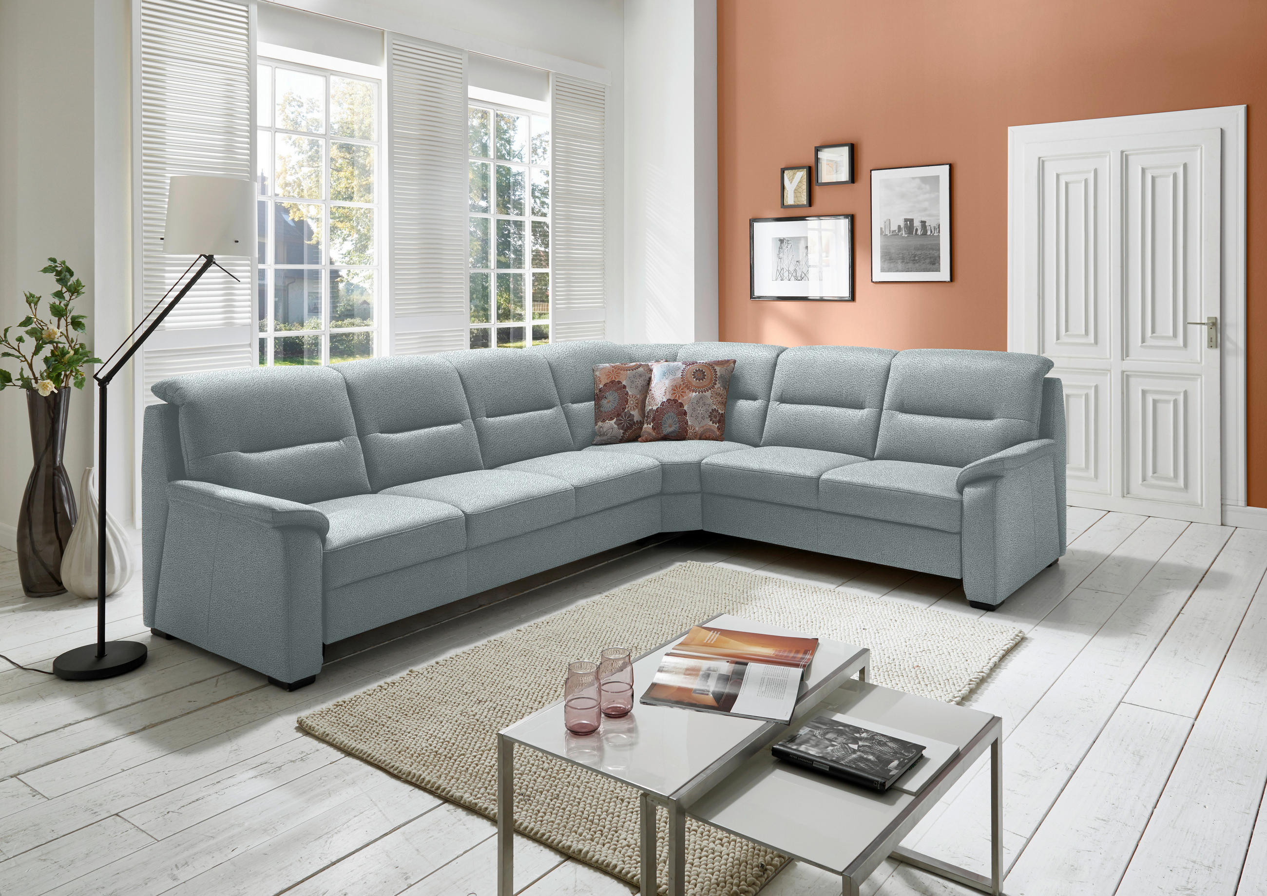 ECKSOFA in Mikrofaser Hellblau  - Schwarz/Hellblau, Konventionell, Holz/Textil (303/245cm) - Beldomo Comfort
