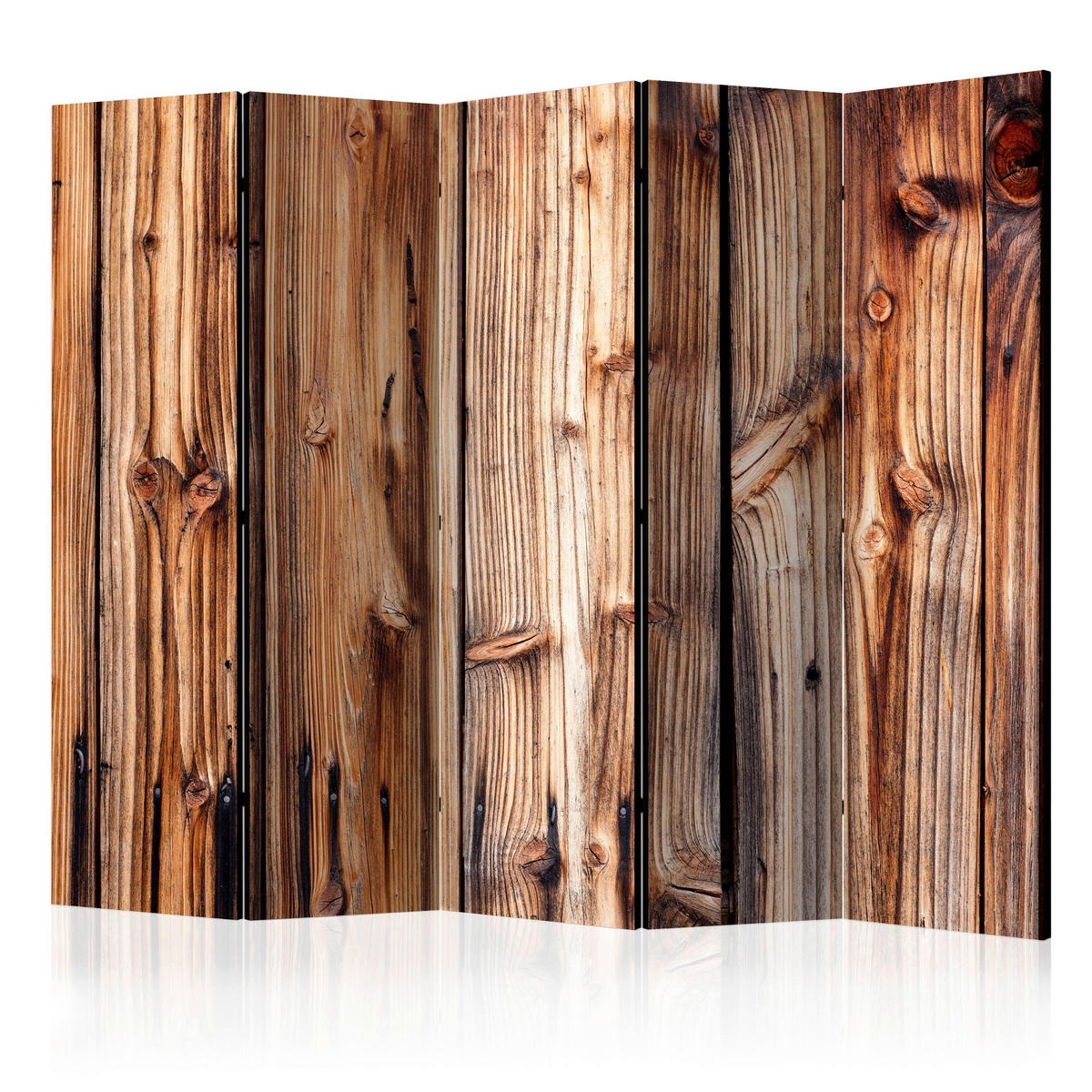 PARAVENT mit 5  Flügel - Beige/Braun, Basics, Holz/Textil (225/172/3cm) - artgeist