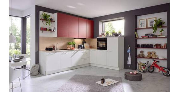 EINBAUKÜCHE - Eichefarben/Rot, Design, Holzwerkstoff - Dieter Knoll