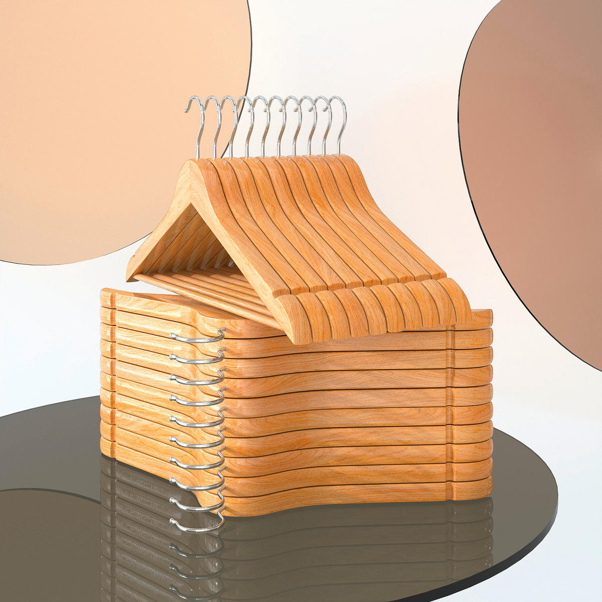 KLEIDERBÜGELSET Holz  - Birkefarben, Basics, Holz (44.5/23/1.2cm)