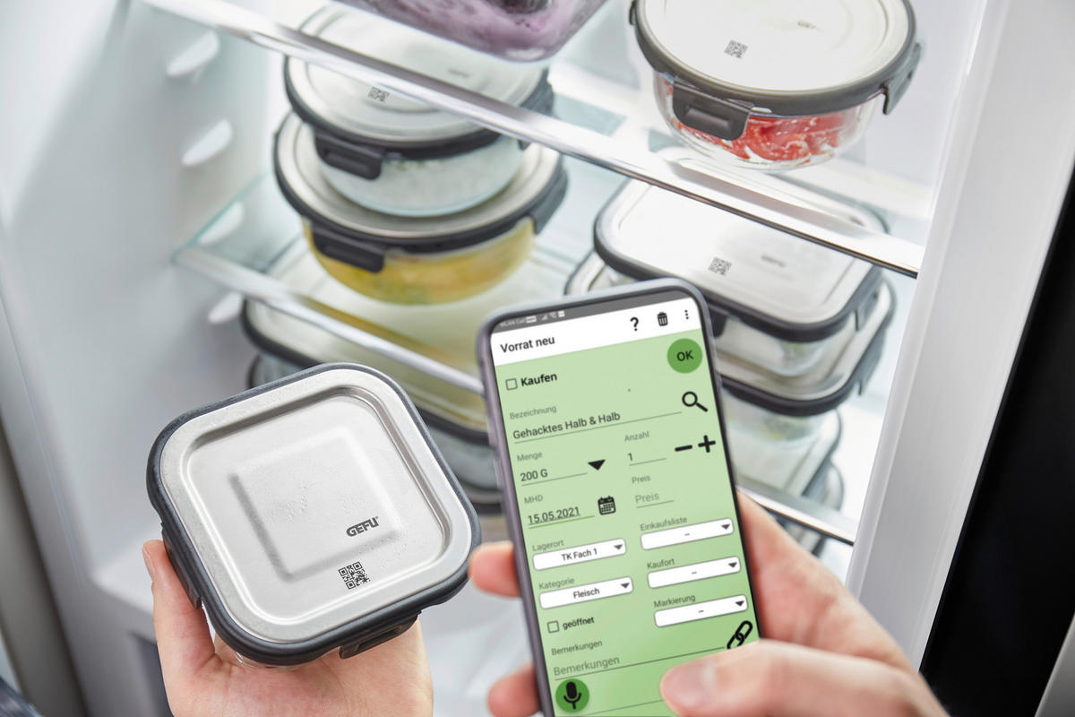 FRISCHHALTEDOSE MILO 1,5 L  - Edelstahlfarben/Transparent, KONVENTIONELL, Glas/Kunststoff (23,2/17,7/7,5cm) - Gefu